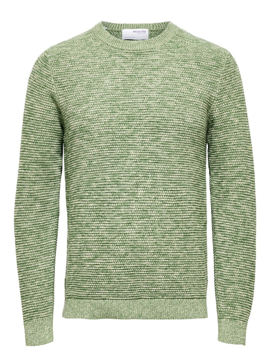 Hombre JACK & JONES | Slhvince Ls Knit Bubble Crew Neck Noos Verde Pelusa