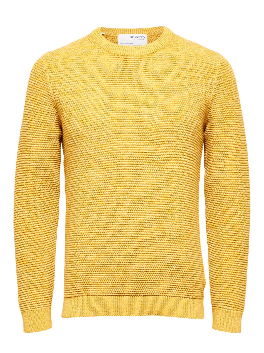 Hombre JACK & JONES | Slhvince Ls Knit Bubble Crew Neck Noos Amarillo