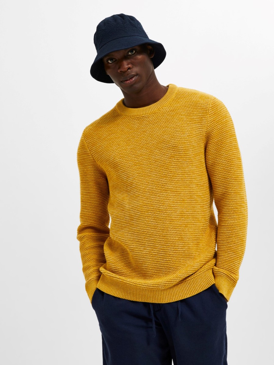 Hombre JACK & JONES | Slhvince Ls Knit Bubble Crew Neck Noos Amarillo